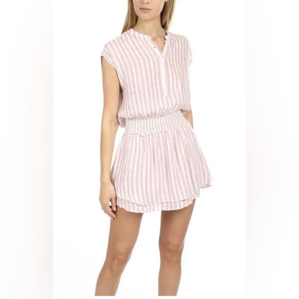 NWT Rails Angelina Pale Pink and White Striped Mini Dress Linen Blend Size XS